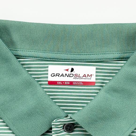 Grand Slam Performance Polo XXL Green Striped Short Sleeve Shirt Pre-Owned - Picture 6 of 6